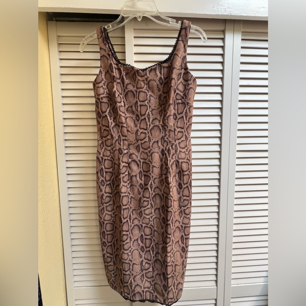 Snake Print 1990’s Y2K Women’s Dress Tank Top Style Sz 4P CDC Brown Black